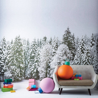 Couch toys room trees snow - free winter wallpaper for tablet