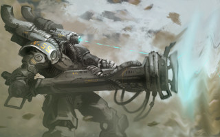 Futuristic man gun sky clouds 2 - bayard wu free wallpaper