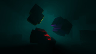 Floating cubes green light dark - a dark room free wallpaper for desktop