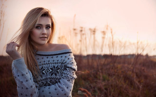 Woman long hair field sunset 2 - artur tarnowski free wallpaper