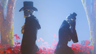 Black coats flower field autumn - rossdraw global illumination free wallpaper