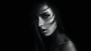 Woman long hair black background 4 - the dark free wallpaper for desktop