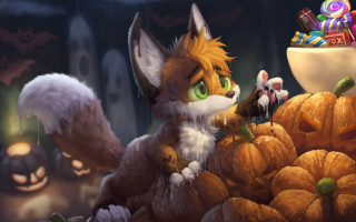 Cartoon fox candy pumpkin halloween - furaffinity free wallpaper