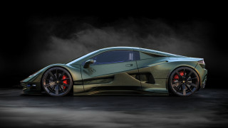 Green sports car red wheels - a green sports car free wallpaper for desktop