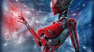 Robot red light hand futuristic - its hand free wallpaper