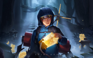 Boy hooded jacket glowing lantern - item free wallpaper for desktop