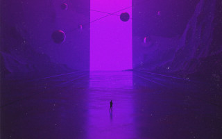 Purple planet room futurism fireworks - the wall and floor free wallpaper