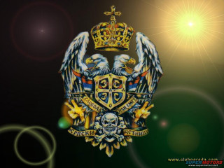 Coat of arms birds cross - two bird free wallpaper