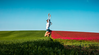 Woman handstand flowers grass summer - summer vibrancy free wallpaper