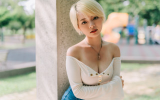 Blonde woman wall tree building - a wall next free wallpaper