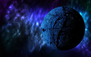 Blue planet purple background stars - a blue planet free wallpaper