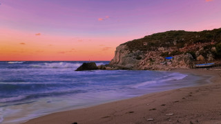 Beach rock formation sunset pink - a pink sky free wallpaper
