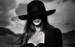 Woman black hat dress mountain - a black hat free wallpaper