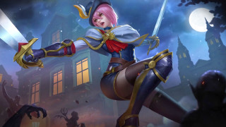 Castle moonlit sword woman pink - splash art free wallpaper