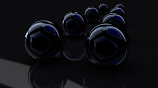 Blue balls reflection black surface - a reflection free wallpaper