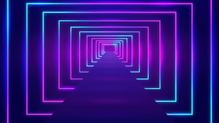 Long tunnel neon lights retrofuturism - center free wallpaper