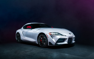 White sportscar purple background red - a red stripe free wallpaper