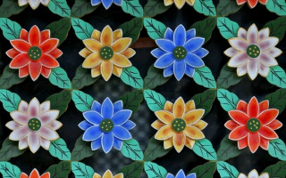 Colorful flower pattern black background 2 - ornamental free wallpaper