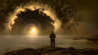 Man rock tunnel smoke light - a rock in front free wallpaper for desktop