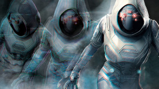 Futuristic people redlight foggy blackground - a foggy area free wallpaper for desktop