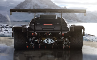 Black car flat tire mountain - a road near a mountain range free wallpaper