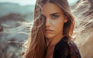 Woman longhair field wind looking - anna maria barbara abesch free wallpaper for desktop