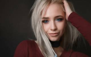 Blonde woman blue eyes ponytail 2 - elina karimova free wallpaper for desktop