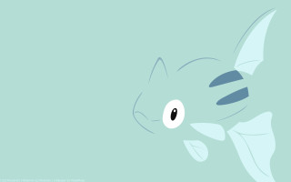 Cartoon fish big eye swimming - green background free wallpaper