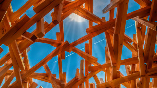 Wooden sculpture torii sunburst kinetic - a wooden structure free wallpaper