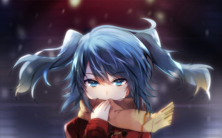 Anime girl blue hair red 12 - a anime girl free wallpaper for desktop