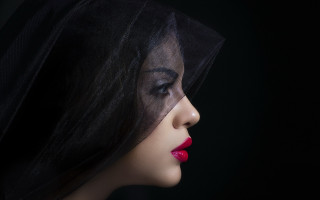 Woman veil redlipstick blackbackground gothic - red lipstick free wallpaper