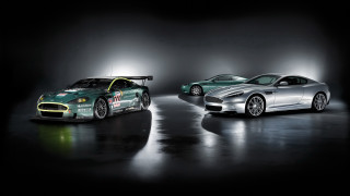 Green white silver cars dark - two car free wallpaper