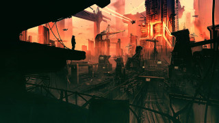 Futuristic city man platform sunset - the sunset free wallpaper
