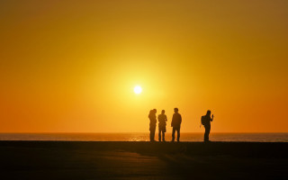 Beach sunset silhouette moon ocean - sunset time free wallpaper for desktop