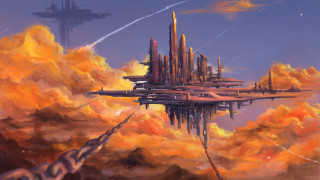 Sky city clouds plane afrofuturism - cloud and a plane free wallpaper