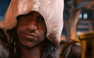 Hooded man banana digital painting - a digital painting free wallpaper for desktop