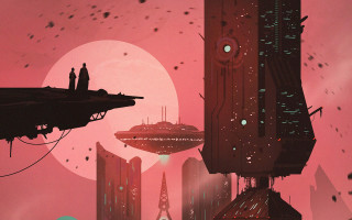 Sci fi retrofuturism mattebird city - sci fi free wallpaper