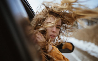 Woman long hair car snow - the snow outside free wallpaper