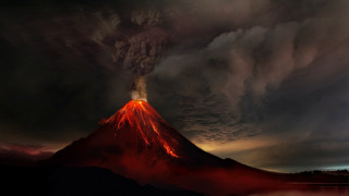 Volcano eruption smoke matte painting - a volcano free wallpaper