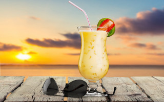 Watermelon drink sunglasses beach sunset - a drink free wallpaper