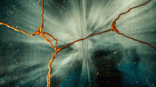 Branches gold sprinkles blue abstract - christian w. staudinger free wallpaper