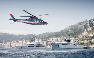 Helicopter boat city mountain water - a helicopter free wallpaper for desktop