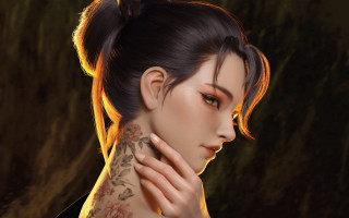 Woman tattoo neck portrait tree - stanley artgerm lau free wallpaper