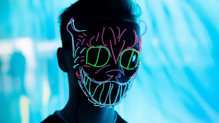 Neon mask cat face cyberpunk 2 - cyberpunk art free wallpaper