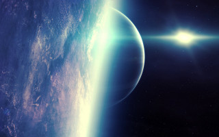 Space star planet moon aurora - a bright star free wallpaper