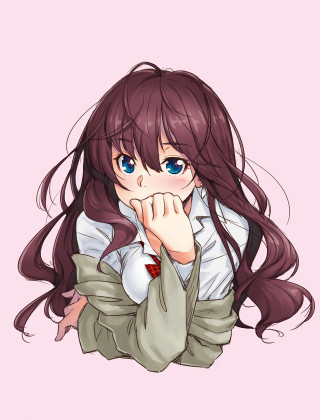 Girl long hair white shirt 9 - her chin free wallpaper for mobile