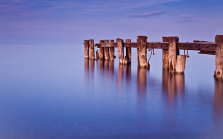 Wooden dock water sky clouds - photography free wallpaper for desktop
