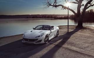 White sports car lake sunset 4 - cinematic photography free wallpaper for desktop