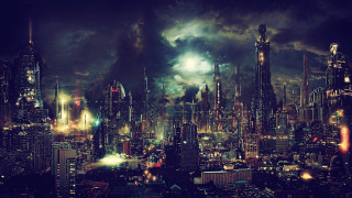 Cityscape night lights aurora matte - christopher moeller free wallpaper