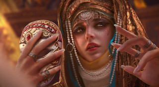 Woman costume mask pointing fantasy - a mask free wallpaper